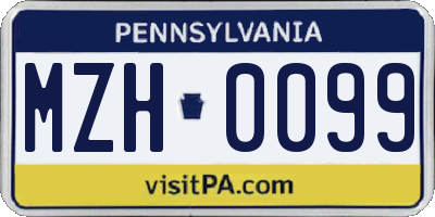 PA license plate MZH0099