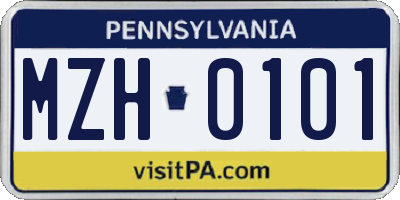 PA license plate MZH0101