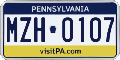 PA license plate MZH0107