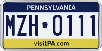 PA license plate MZH0111