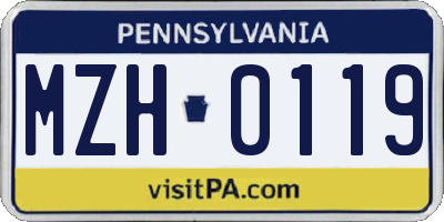 PA license plate MZH0119