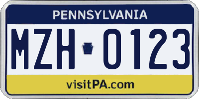 PA license plate MZH0123