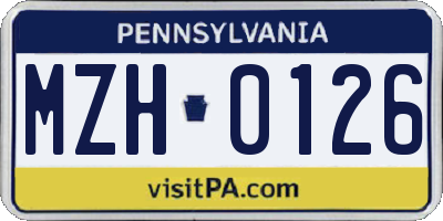 PA license plate MZH0126