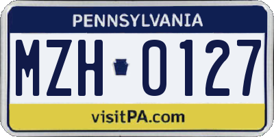 PA license plate MZH0127