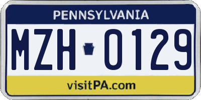 PA license plate MZH0129