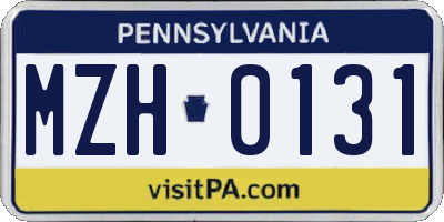PA license plate MZH0131