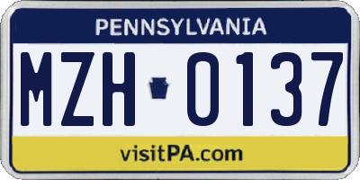 PA license plate MZH0137