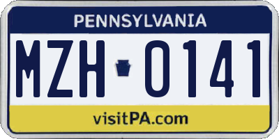 PA license plate MZH0141