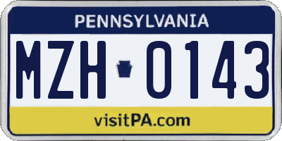 PA license plate MZH0143