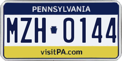 PA license plate MZH0144