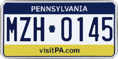 PA license plate MZH0145