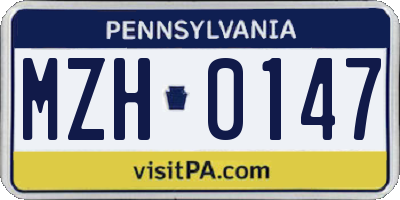 PA license plate MZH0147