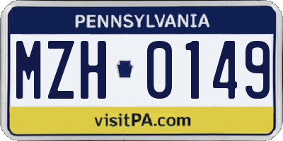PA license plate MZH0149