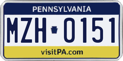 PA license plate MZH0151