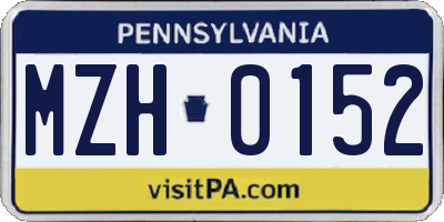 PA license plate MZH0152
