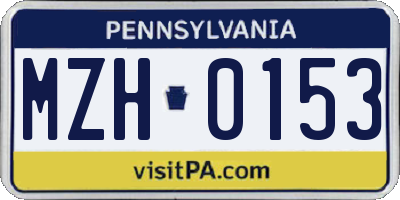 PA license plate MZH0153