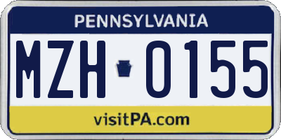 PA license plate MZH0155