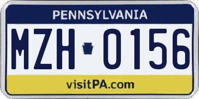 PA license plate MZH0156