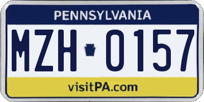 PA license plate MZH0157