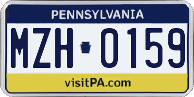 PA license plate MZH0159
