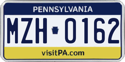 PA license plate MZH0162