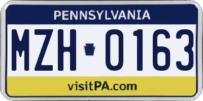 PA license plate MZH0163