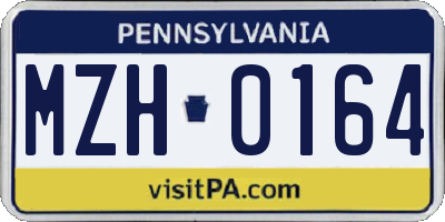 PA license plate MZH0164