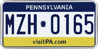 PA license plate MZH0165