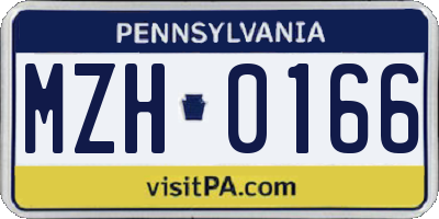 PA license plate MZH0166