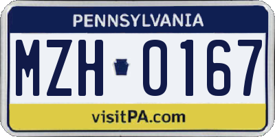 PA license plate MZH0167