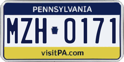 PA license plate MZH0171