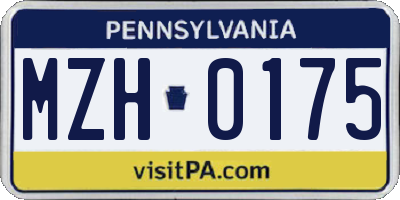 PA license plate MZH0175