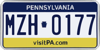 PA license plate MZH0177
