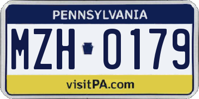 PA license plate MZH0179