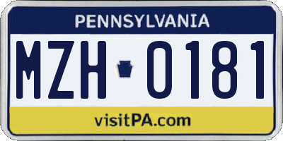 PA license plate MZH0181