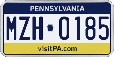PA license plate MZH0185