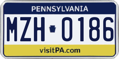 PA license plate MZH0186
