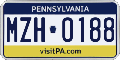 PA license plate MZH0188