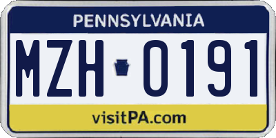 PA license plate MZH0191