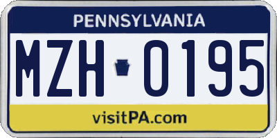 PA license plate MZH0195