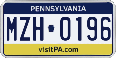 PA license plate MZH0196