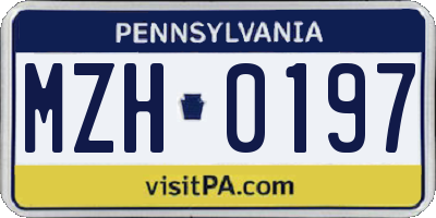 PA license plate MZH0197