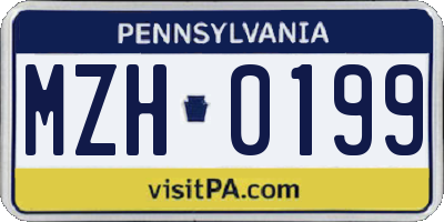 PA license plate MZH0199