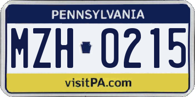 PA license plate MZH0215