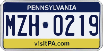 PA license plate MZH0219
