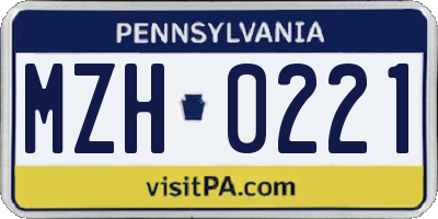 PA license plate MZH0221