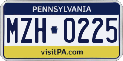 PA license plate MZH0225