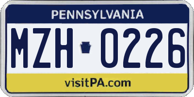 PA license plate MZH0226