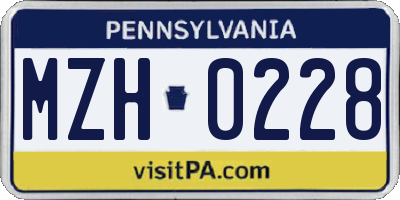 PA license plate MZH0228