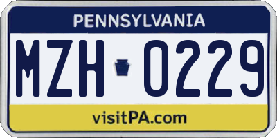PA license plate MZH0229